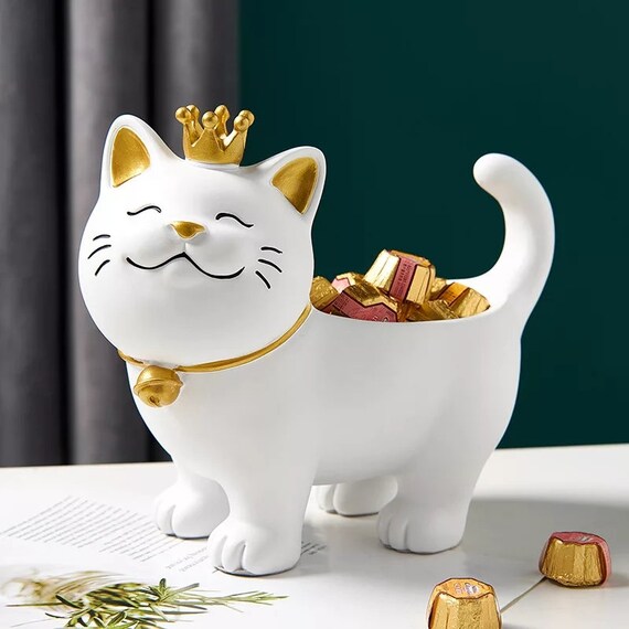 Lucky Cat Statue Sculpture Table Decoration Miniature Figurine Etsy