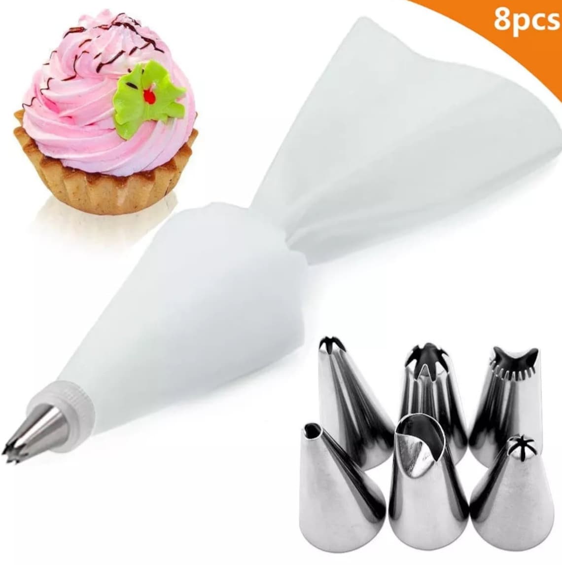 8Pcs/Set Silicone Pastry Bag Tips Kitchen Cake Icing Piping Etsy