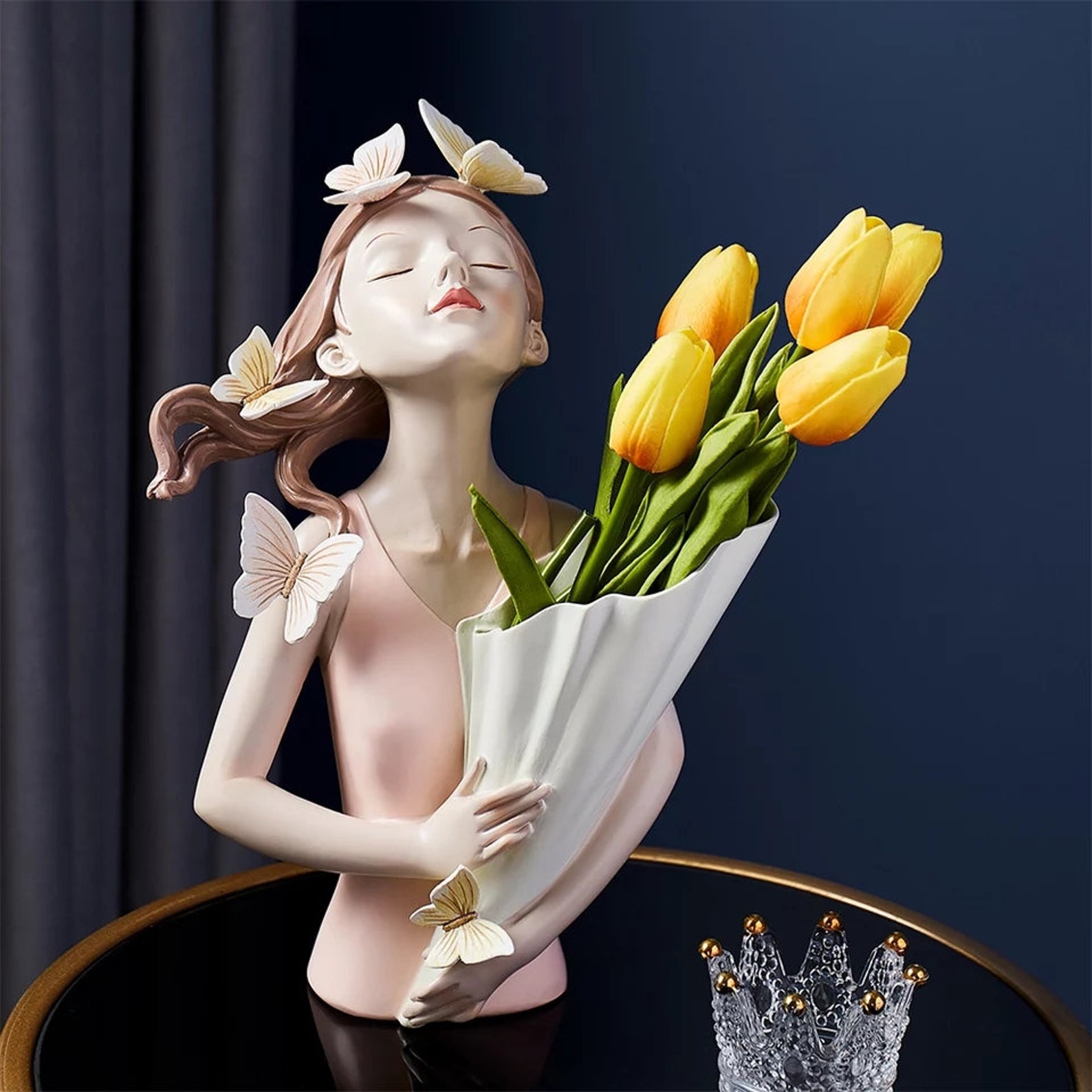 Butterfly Girl Resin Sculpture Character Model Vase Modern Etsy
