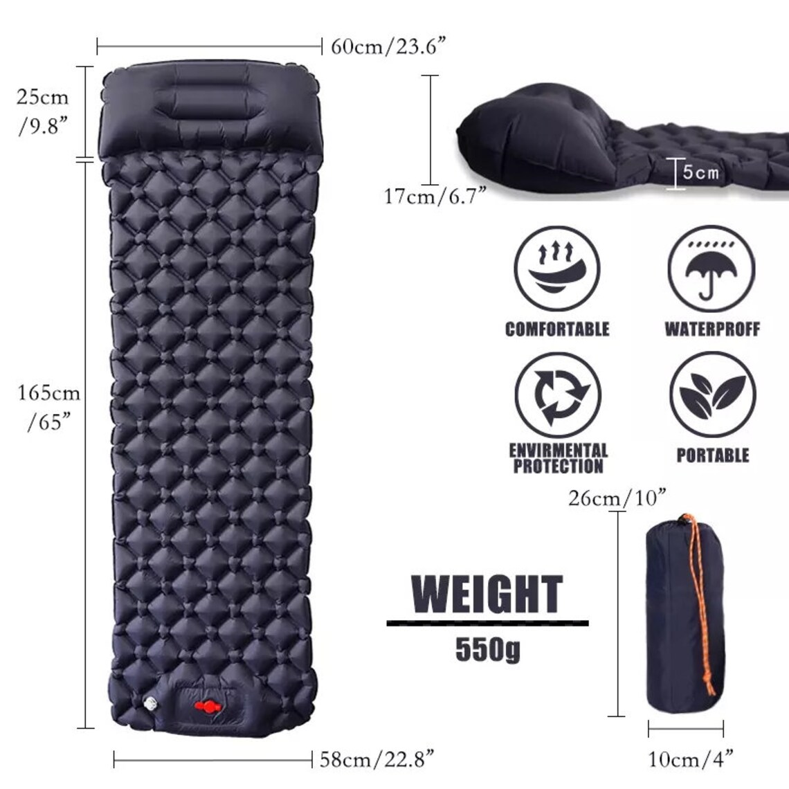 Outdoor Sleeping Pad Camping Inflatable Mattress with Pillows Etsy