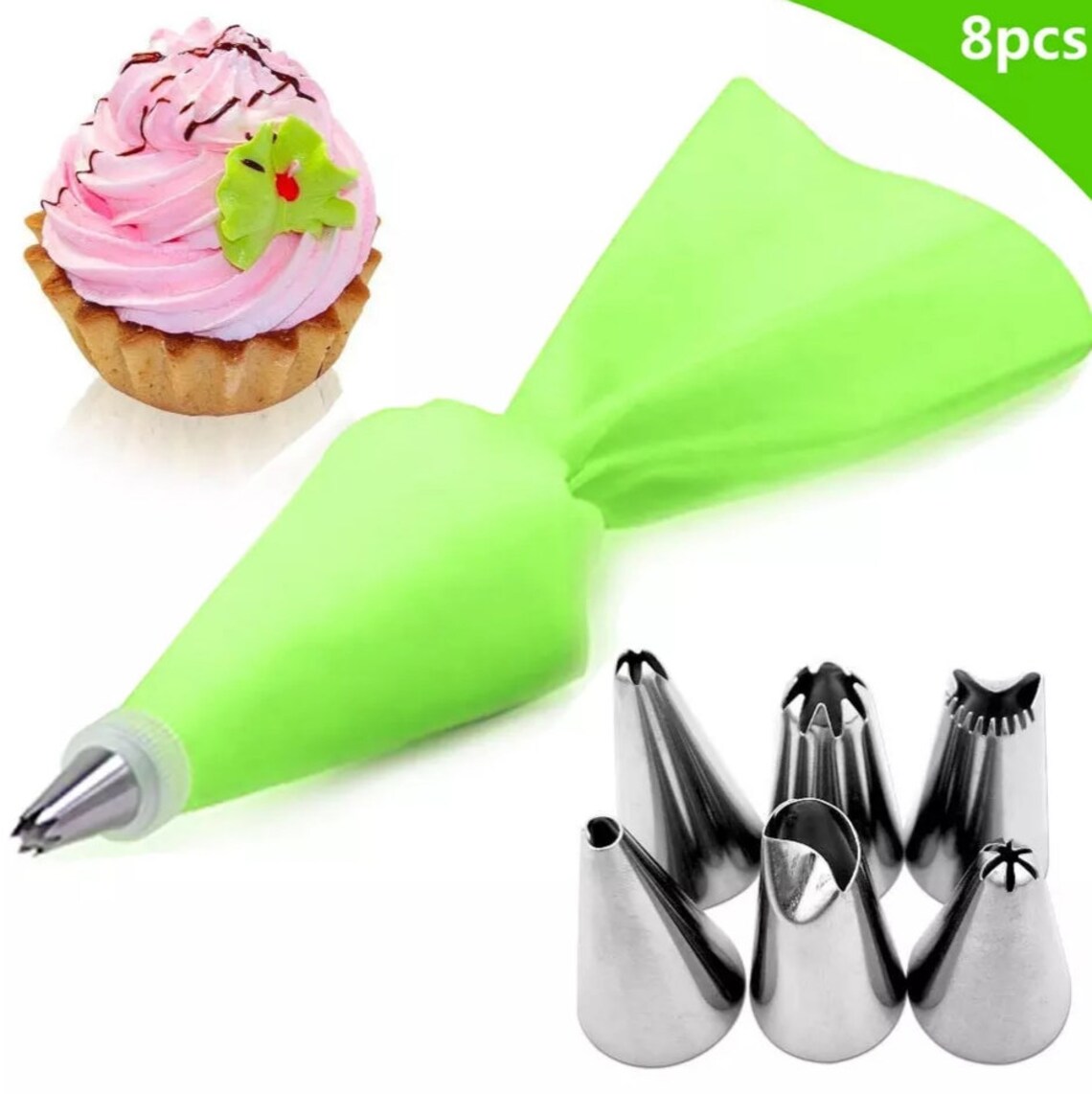 8Pcs/Set Silicone Pastry Bag Tips Kitchen Cake Icing Piping Etsy