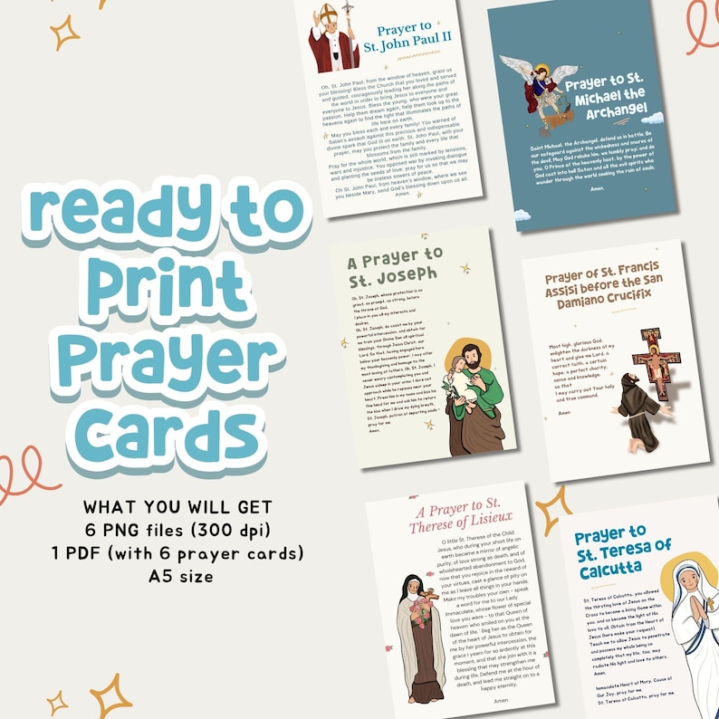 Catholic Prayer Cards Printable Prayers for Catholic - Etsy