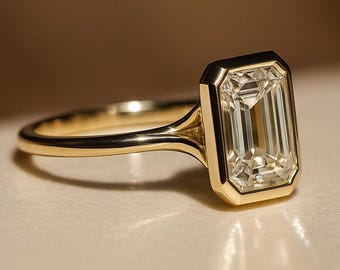 3 CT Moissanite Verlobungsring 14K Gold Ring Lünette Set Trauringe Moissanite Lünette Set Solitär Ring Versprechen Ring für Frauen