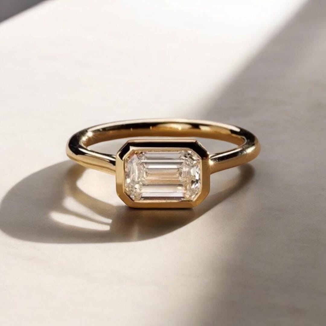 Baguette Ring, Rectangle Ring, Bezel Set Ring, Bezel Set Engagement ...