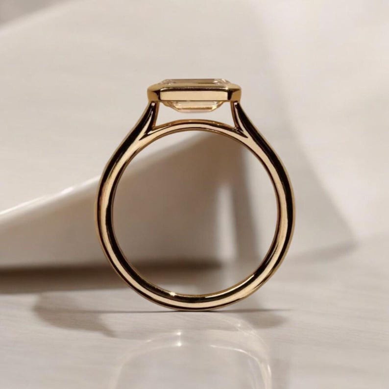 Baguette Ring, Rectangle Ring, Bezel Set Ring, Bezel Set Engagement ...