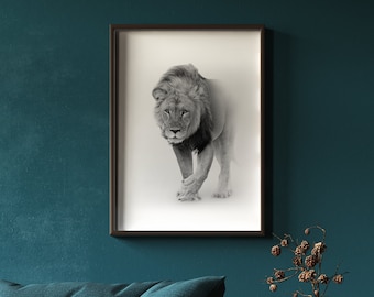 Lion Print, Lion Printable, Safari,Digital Download, Lion Animal Print, Lion Wall Art, Black and White, Lion king, Decor, wild lion