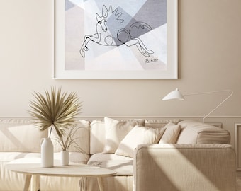 Picasso Horse Print, Printable Wall Art, Pablo Picasso Drawing, One Line Lithograph Print, Minimalist Exhibition Poster, Modern Gallery Wall