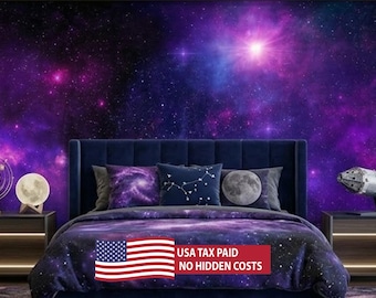 Galaxy Sterne Wallpaper |Deep Space | Azurblaues Violett | Universum Wandbild