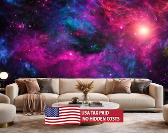 Galaxy Sterne Wallpaper |Deep Space | Azurblaues Violett | Universum Wandbild