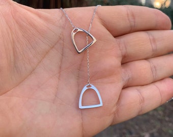 Zilveren dubbele stijgbeugelketting, stijgbeugelketting, stijgbeugelketting, stijgbeugelketting, paardensportketting, dubbele stijgbeugel