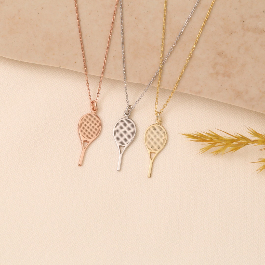 14K Gold Tennis Racket Necklace , Silver Tennis Racket Necklace , Tennis Racket Necklace