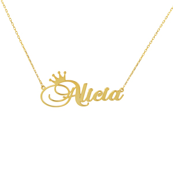 Custom Name Necklace , Personalized Name Necklace ,Crown necklace ,Personalized gifts for Her, Bridesmaid Gifts, Valentine's Day Gift