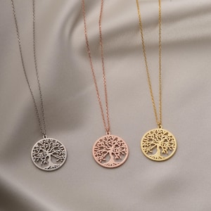 Tree of Life Necklace in 14K Solid Gold or 925 Sterling Silver | Dainty Family Tree Pendant | Minimalist Jewelry Gift for Mom or Grandma