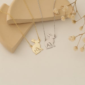 14k Rabbit necklace , Silver bunny necklace ,Easter Gift Mini Bunny Necklace ,Bunny Necklace Pet Rabbit Memorial , Gift Rabbit Necklace