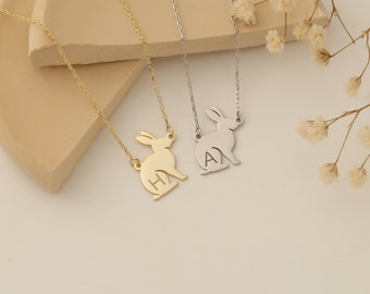 14k Rabbit necklace , Silver bunny necklace ,Easter Gift Mini Bunny Necklace ,Bunny Necklace Pet Rabbit Memorial , Gift Rabbit Necklace