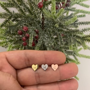 14K Solid Gold Dainty Heart Stud Earrings ,Heart Stud Earrings, Silver Heart Earring, Delicate Earrings, Heart Earrings, Tiny Stud Earrings