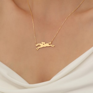 Dainty Gold Horse Necklace, Horse Name Necklace,Silver Horse Necklace Sterling Silver,Racing Horse Lover Gift,Personalized Horse Lover Gift