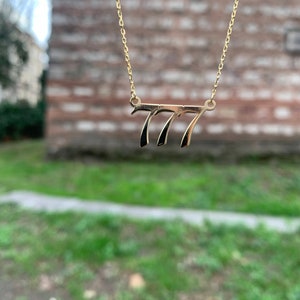 14k Angel Number Necklace ,111, 222, 333, 444, 555, 666, 777, 888, 999, 14K Gold Lucy Number Necklace, Custom Number Necklace