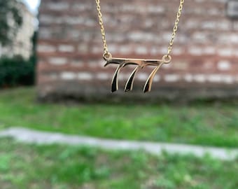 14k Angel Number Necklace ,111, 222, 333, 444, 555, 666, 777, 888, 999, 14K Gold Lucy Number Necklace, Custom Number Necklace
