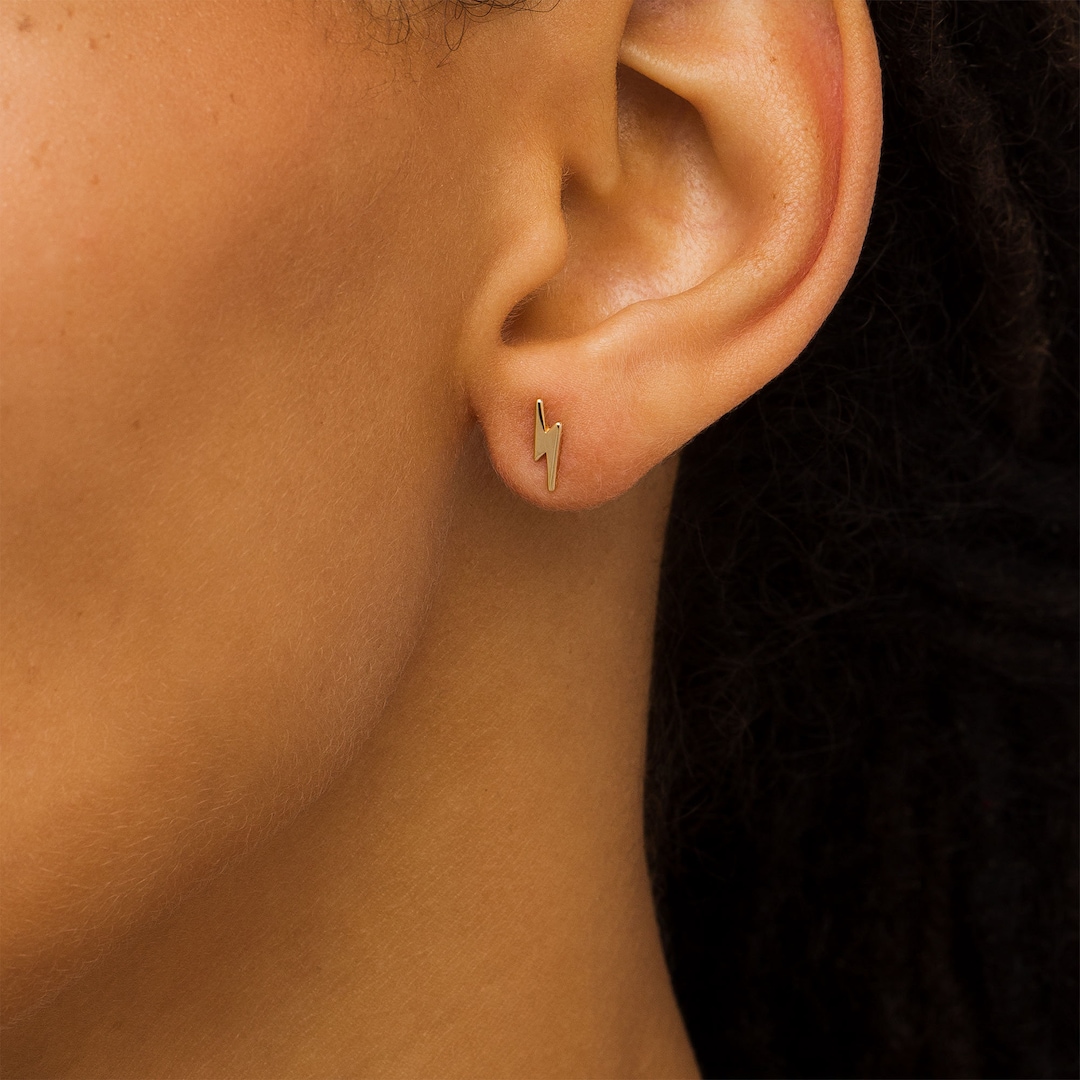 Star Lightning Bolt Earrings - Gold main image 0