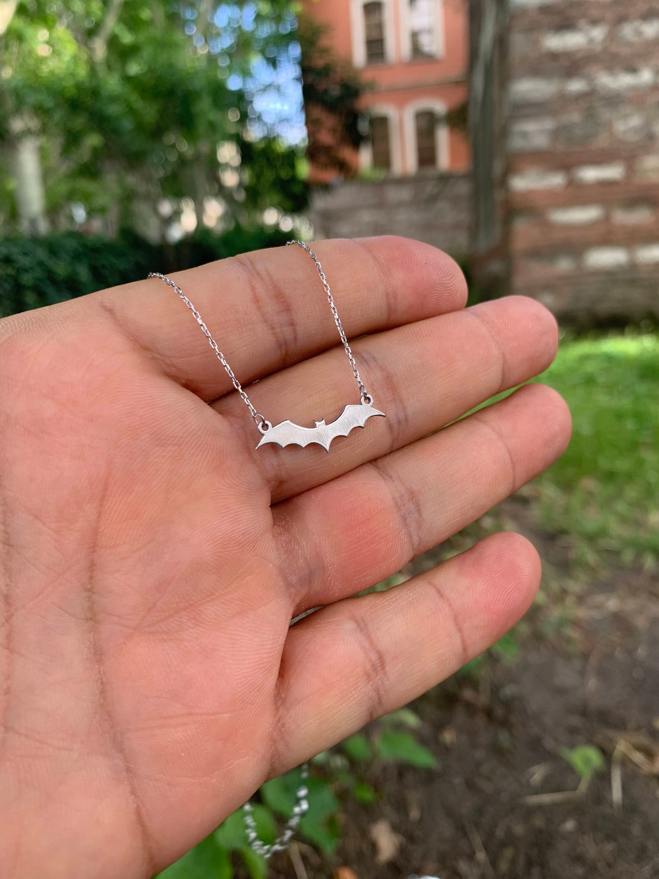 Silver Bat Necklace 