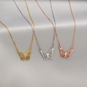 Butterfly Necklace 14k Gold or Sterling Silver -Dainty Minimalist Necklace,Gift for Her, Mother&#39;s Day Jewelry,Bridesmaid Gift,Christmas Gift