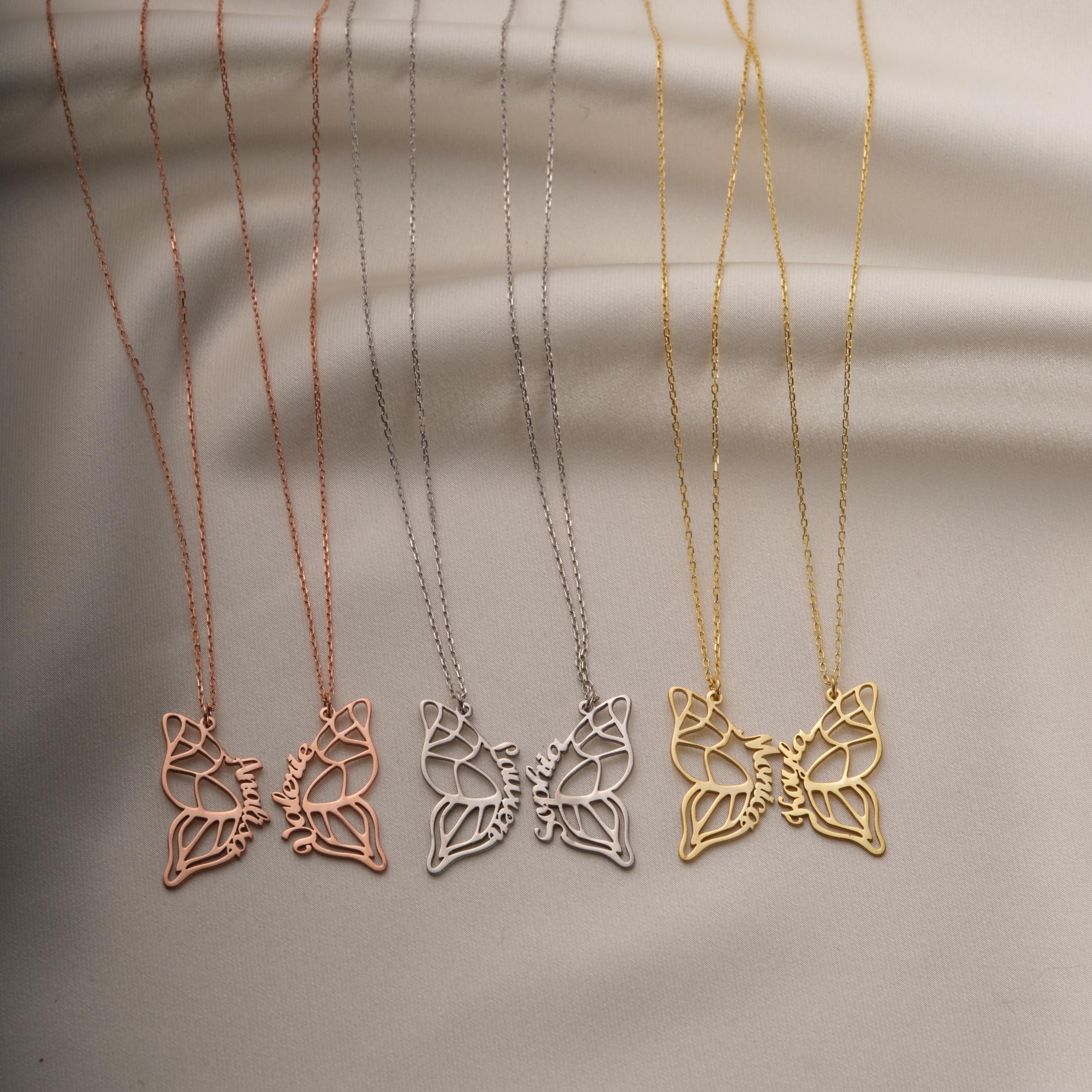 Personalized Butterfly Wing Necklace • BFF Necklace for 2 • Custom Best Friends Necklace • Matching Butterfly Necklace • Sister Gift