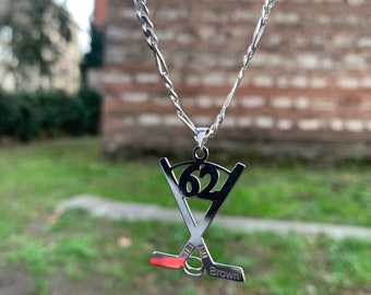 Personalisierter Eishockeyschlägeranhänger, personalisierter Eishockeyschlägername, kundenspezifische Eishockeyhalskette, Eishockeygeschenke für Jungen, Hockeygeschenke