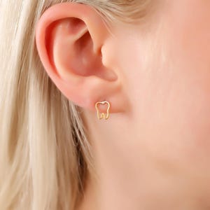 14k Gold Dentist Gestüt, 14K Gold & 925 Sterling Silber Zahnstecker, Minimalistischer Zahnschmuck, einzigartiges zahntechnisches Zubehör