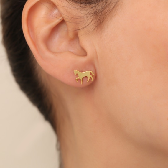 Orecchini A Cavallo Per Bambine In Argento 925 – Gioielli Regalo Per Ragazze, Figlia, Nipote (Rosa)