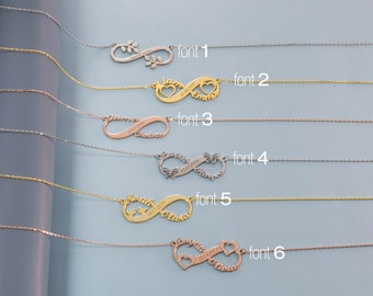 Collana Personalizzata Con 2 Nomi E Simbolo Infinito In Acciaio Inox 316L - Regalo Per Donna