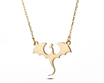 925 Silver Dragon Necklace,Fantasy Necklace,Dragon Jewelry,Gold Dragon Pendant,Goth Necklace,Medieval Jewelry,14k Solid Gold Dragon Necklace