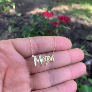14k Solid Gold Wizard Harry P.Font Name Necklace - Personalized Harry P Font Name Necklace - Magical Nameplate Necklace for Women