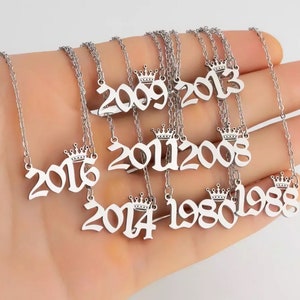 Year Necklace,Birth Year Necklace,Custom Date Necklace,Name and Date Necklace,Year Necklace,New Year Necklace,1997 1998 1999 2000 2001 2002