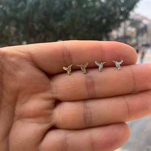 14k Gold Hummingbird Earrings , Tiny Hummingbird Stud Earrings , Dainty Hummingbird Jewelry , Hummingbird Stud Earrings in Sterling Silver
