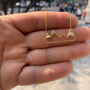 14K Gold Mountain Necklace , Mountain Necklace , Dainty Gold Mountain Necklace , Mountain Range Necklace , Mountain Necklace Gold