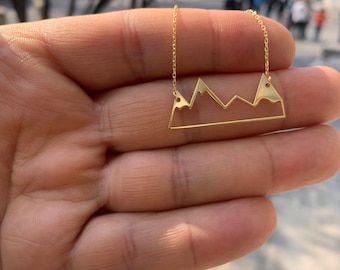 14K guld bergshalsband , bergshalsband , elegant guld bergshalsband , bergskedja halsband , bergshalsband guld