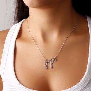 14k Personalized Horse Necklace ,  Horse Name Necklace for Woman,Horse Memorial Necklace, 925 Silver Horse Jewelry ,Christmas Gift