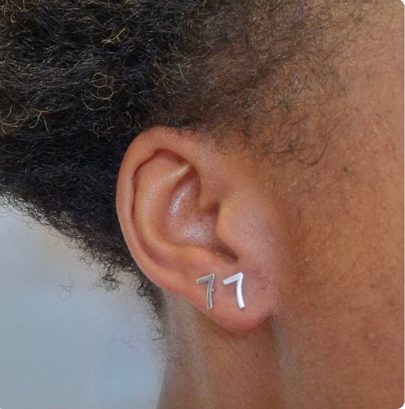 Custom Stud Earrings , Custom Birthday Date Stud Earrings, Custom Number Earrings, Birthday Gifts For Her,Football Number Earring image 2