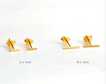 14k Solid Gold Tiny Bar Ohrstecker - Minimalistische 14K Gold Bar Ohrstecker - Sterling Silber Bar Ohrringe - Zierliche Bar Ohrstecker
