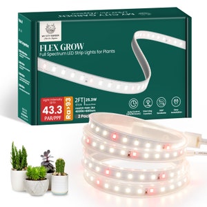 Leafy Greens LED Grow Light,Transparent Tube Flexible Strip with 3M Tape,2pcs set,4000K+660nm