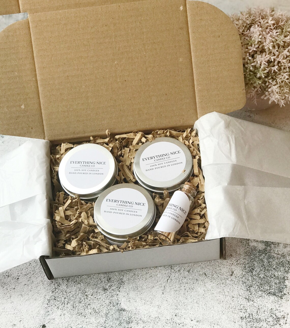 Candle Gift Box Set of 3 4oz Candle Tins HandPoured Etsy