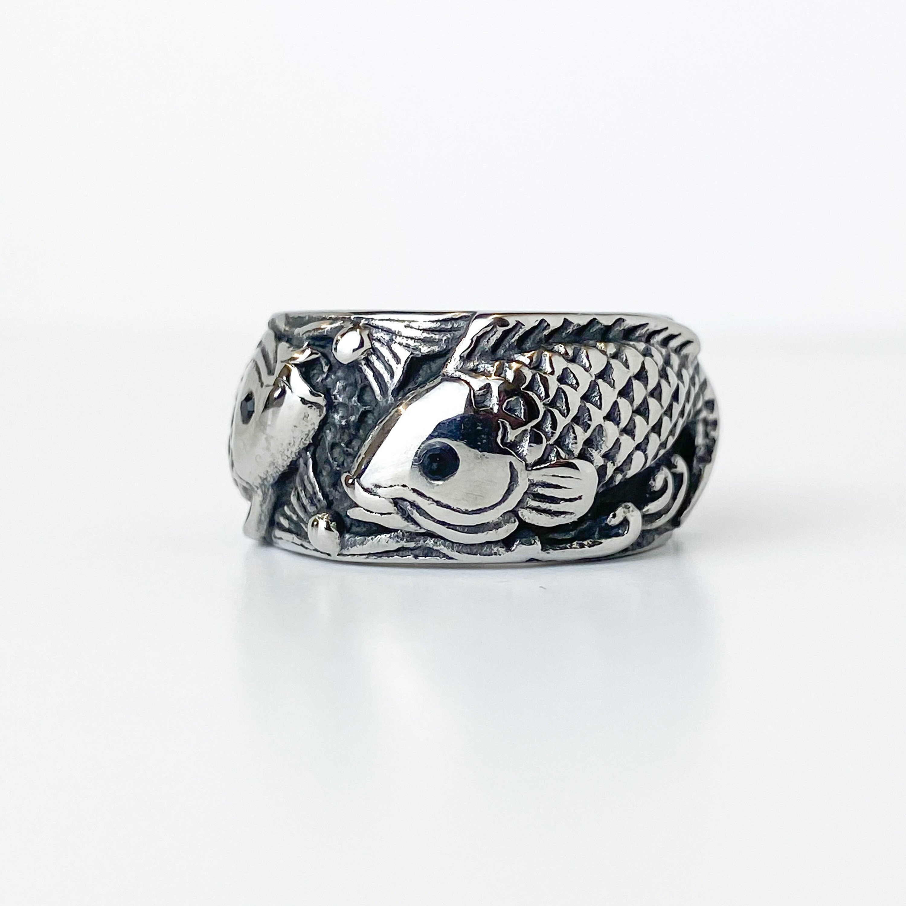 Koi Fish Ring Koi Fish Band Ring Mens Ring Man Ring Silver Etsy UK
