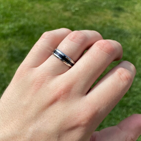Black silver ring sale men
