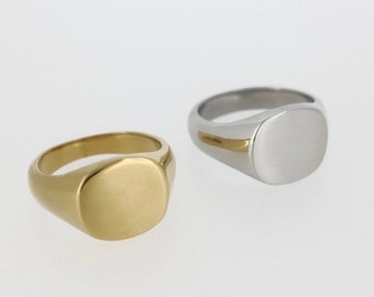 Minimal Signet Ring, Polished Silver & Gold Unisex Signet Ring