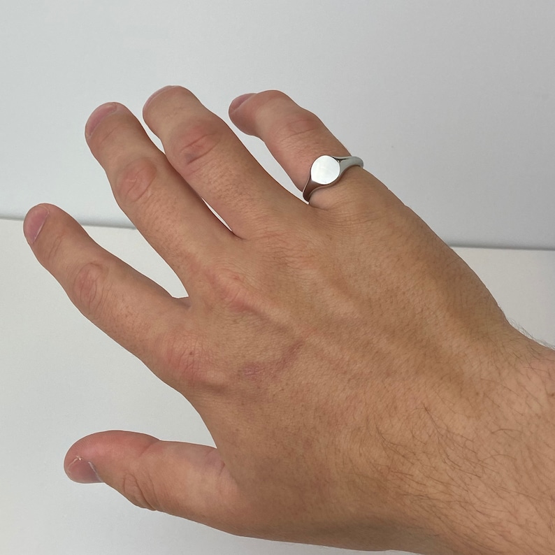 Mens Silver Mini Signet Ring image 5