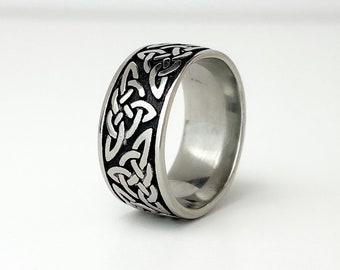 Celtic Knot Silver Band Ring For Men