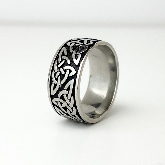 Celtic Knot Silver Band Ring for Men Etsy UK