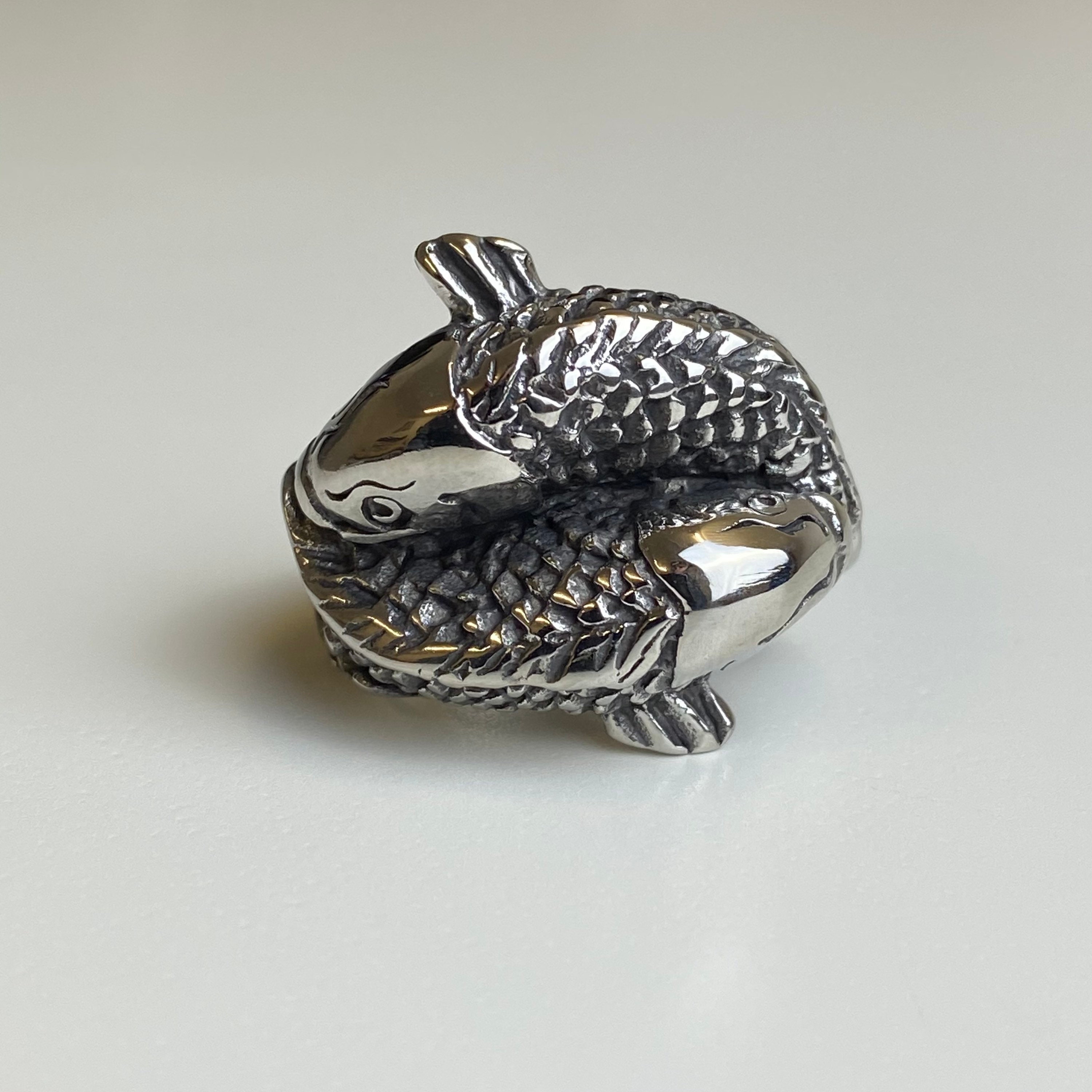 Koi Fish Ring Japanese Carp 925 Sterling Silver and 14k Gold Accent Eye -  Etsy