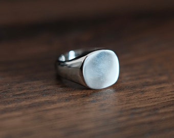 Signet Ring - Plain Mens Essential Silver Signet Ring, Mens Large Signet Ring